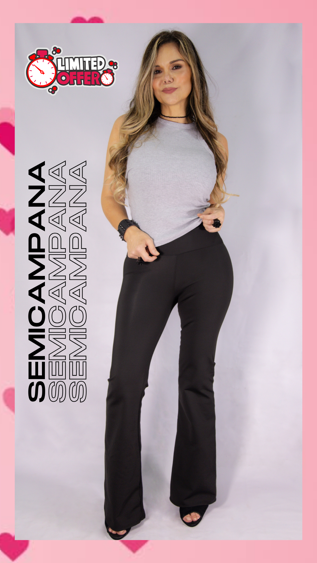 PANTALÓN SEMICAMPANA TELA SÚPLEX GRIS