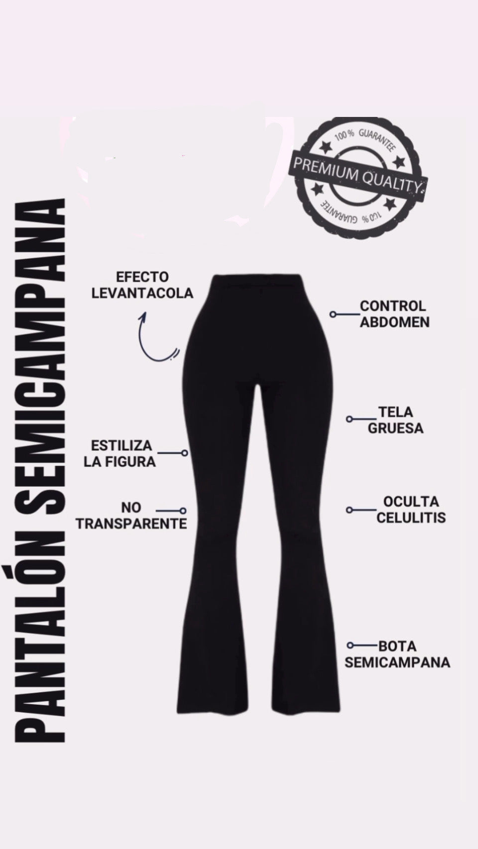 PANTALÓN SEMICAMPANA SÚPLEX NEGRO