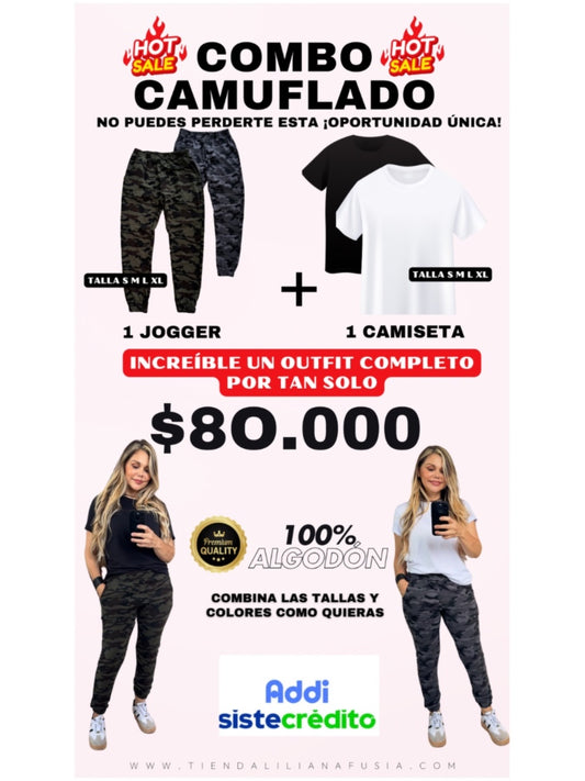 COMBO CAMISETA + JOGGER CAMUFLADO VERDE