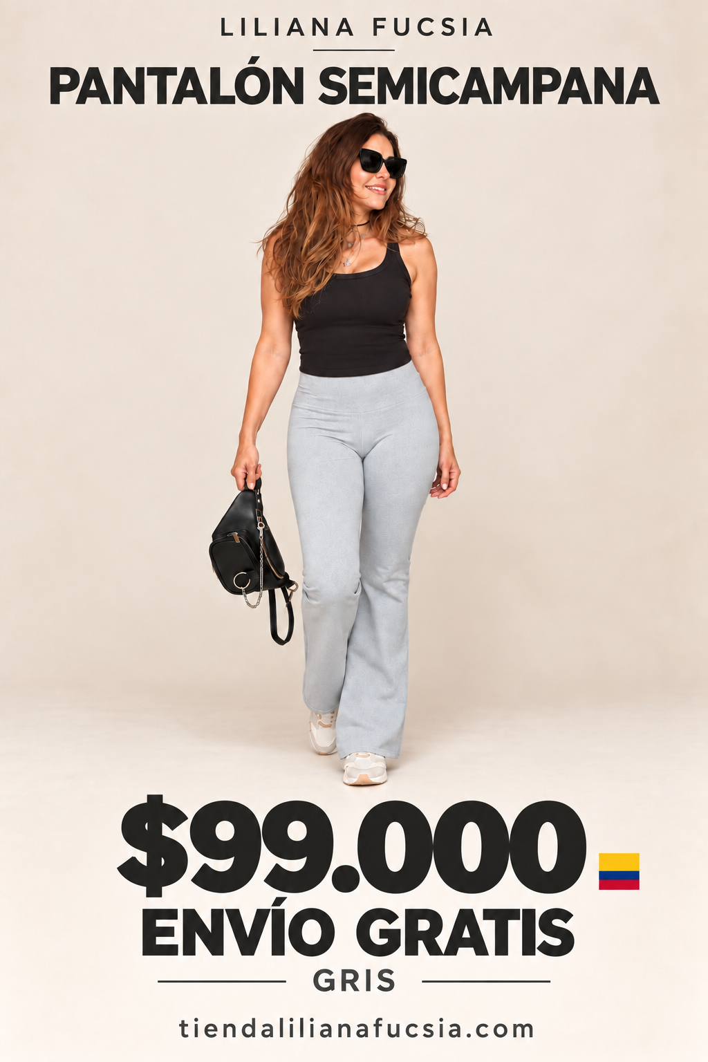 PANTALÓN SEMICAMPANA TELA SÚPLEX GRIS