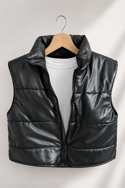 CHALECO CROP NEGRO