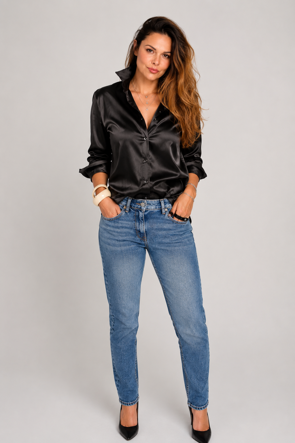 CAMISA NEGRA SATÍN