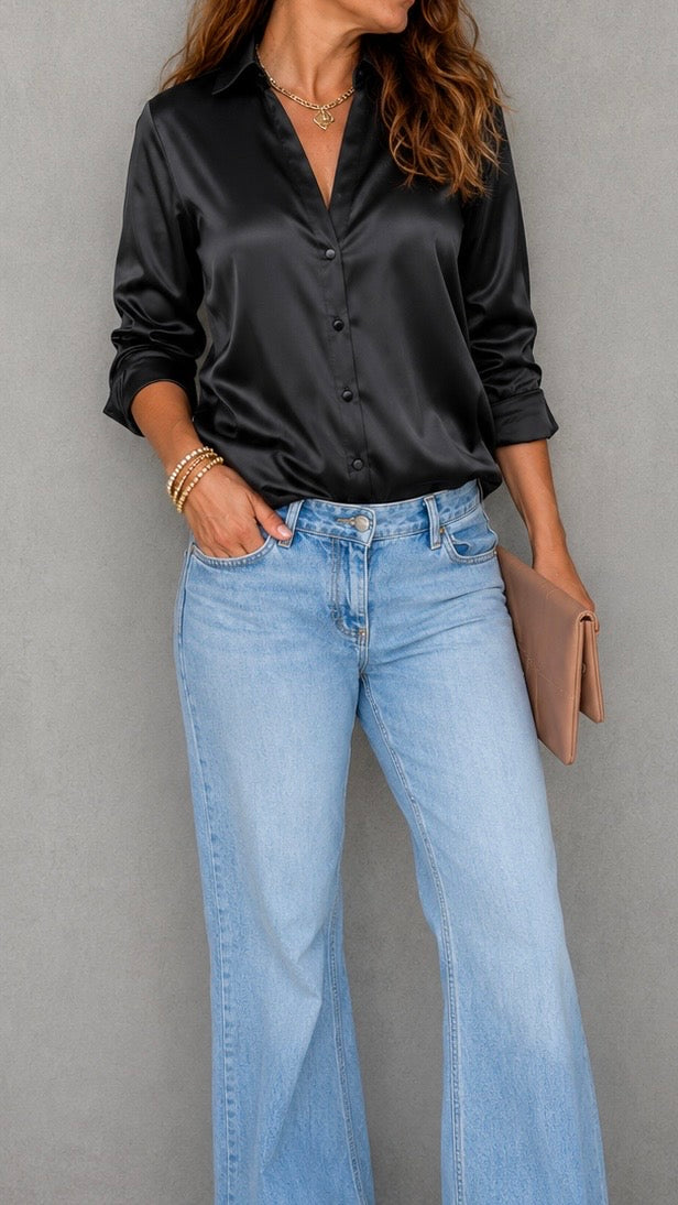 CAMISA NEGRA SATÍN