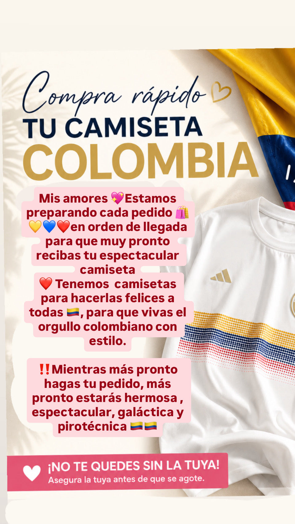 CAMISETA TE QUIERO COLOMBIA