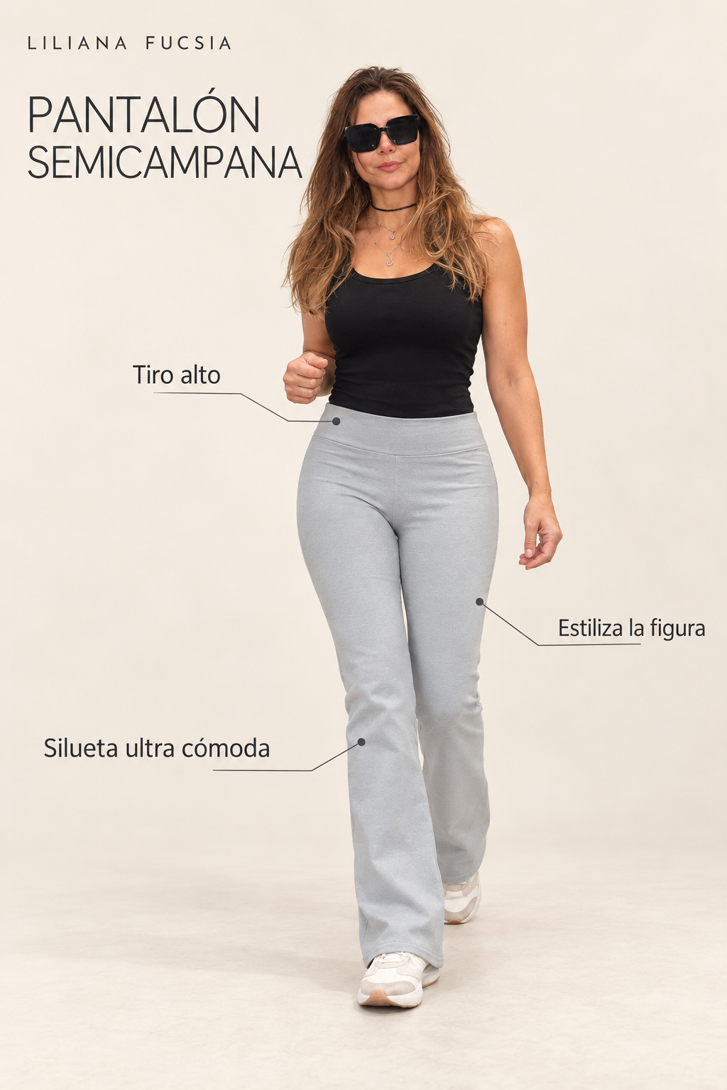 PANTALÓN SEMICAMPANA TELA SÚPLEX GRIS