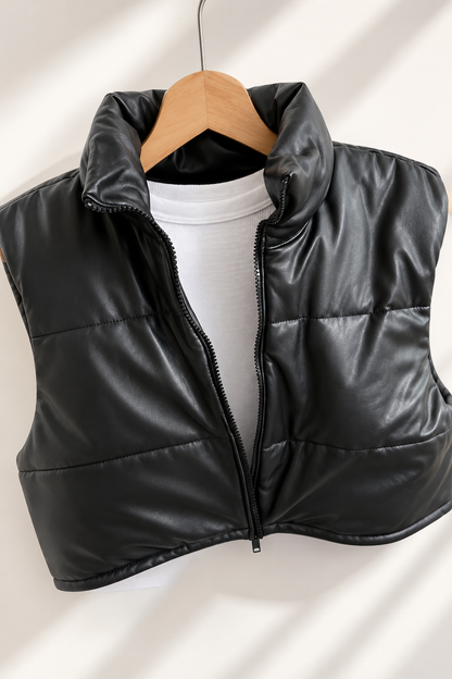 CHALECO CROP NEGRO