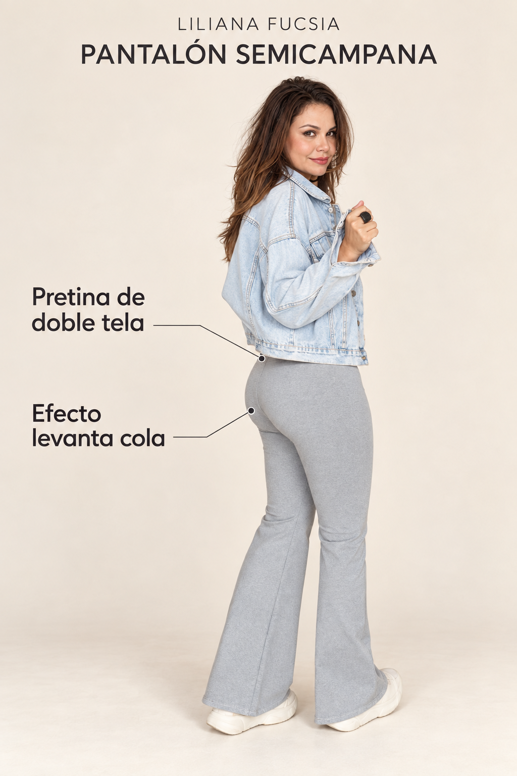 PANTALÓN SEMICAMPANA TELA SÚPLEX GRIS