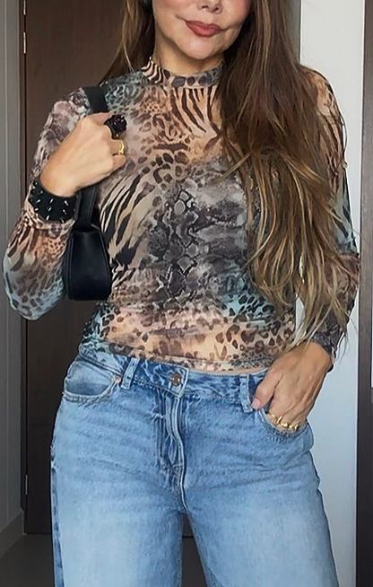 Blusa African Chic Blue (animal print)