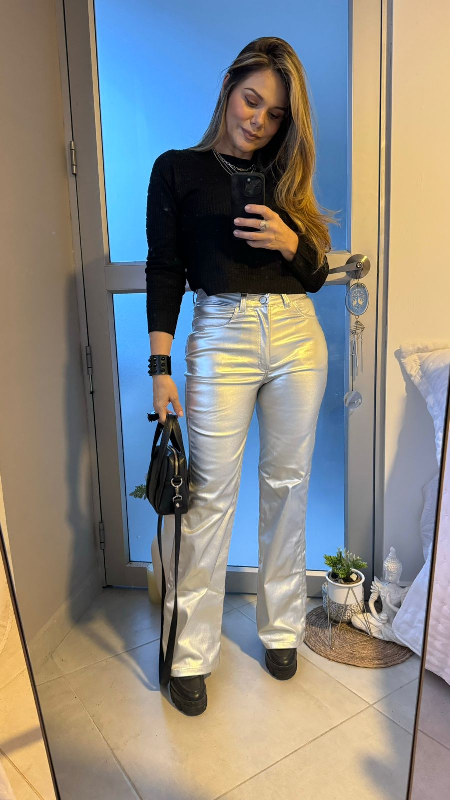 JEAN WIDE LEG PLATEADO