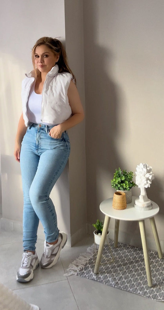 CHALECO CROP BLANCO